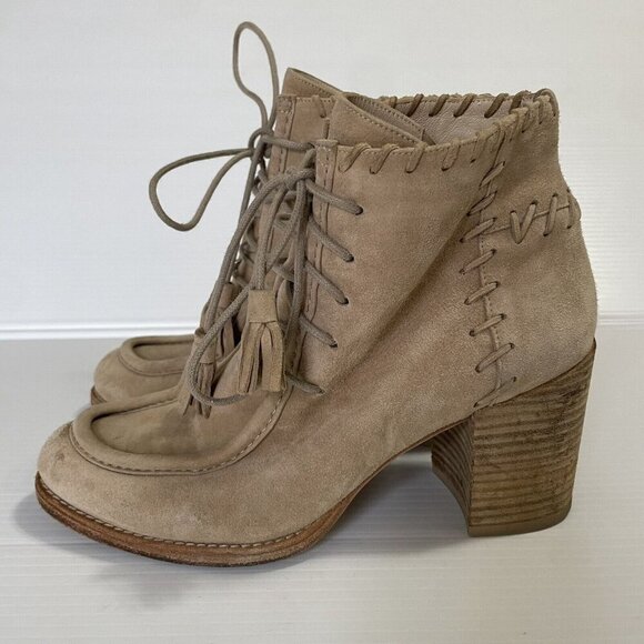 STUART WEITZMAN Wallawalla Lace-Up Ankle Boots Natural Size 8W - Picture 3 of 16